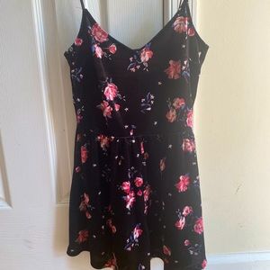 Delia’s floral black and pink romper size XS